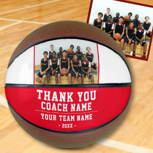 Ballon De Basket Merci Coach Red Team Nom et photo