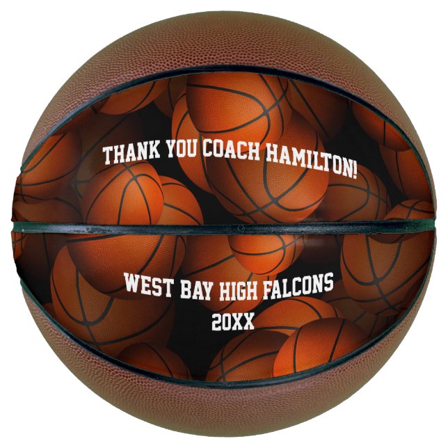 Ballon De Basket merci entraîneur de basketball commémoratif (Devant)