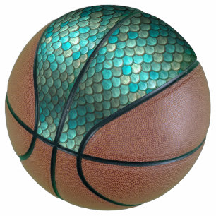 Ballon De Basket Mermaid minet écailles de poisson vert motif