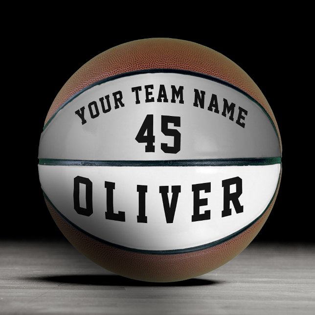 Ballon De Basket Modern Silver Metallic Player Team Name Number (Créateur téléchargé)