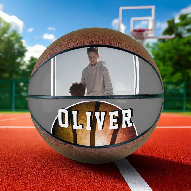 Ballon De Basket Moderne Métallo Orange Nom Photo (Créateur téléchargé)