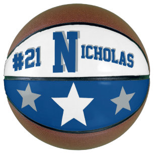 Ballon De Basket Monogramme bleu et blanc