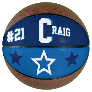 Ballon De Basket Monogramme bleu et blanc