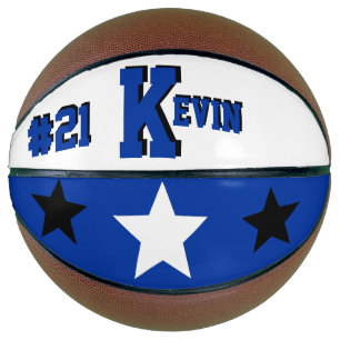 Ballon De Basket Monogramme bleu et blanc