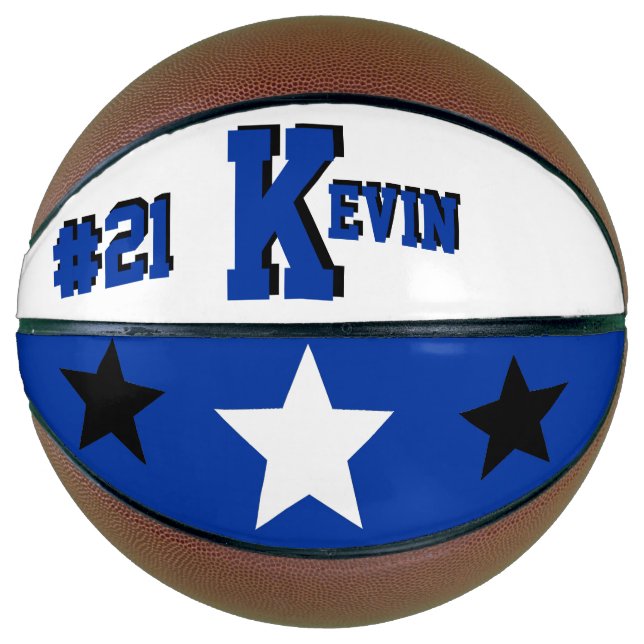 Ballon De Basket Monogramme bleu et blanc (Devant)