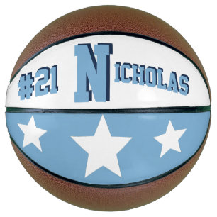 Ballon De Basket Monogramme bleu et blanc