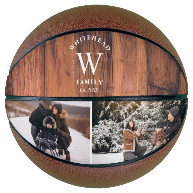 Ballon De Basket Monogramme Bois Photo Collage Basket-ball (Devant)