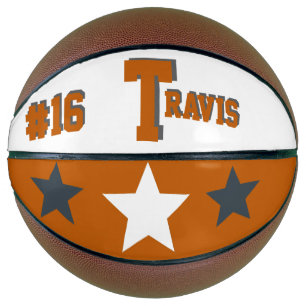 Ballon De Basket Monogramme orange, gris et blanc