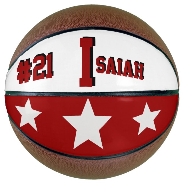 Ballon De Basket Monogramme rouge et crème (Devant)