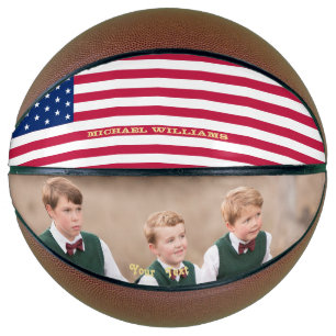 Ballon De Basket Monogramme USA Flag Team Photo Patriotic American