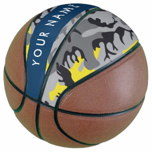 Ballon De Basket Motif camouflage jaune et gris Personnalisez votre