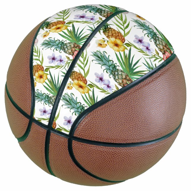 Ballon De Basket Motif d'ananas à thème hawaïen tropical (Incliné)