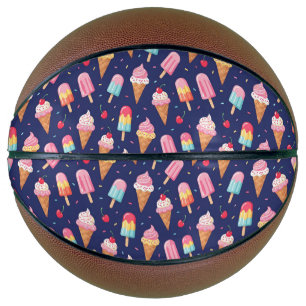 Ballon De Basket Motif de glace, de sucettes glacées et de cerises