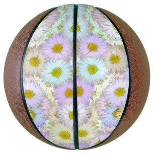 Ballon De Basket Motif de marguerite colorée - pastel