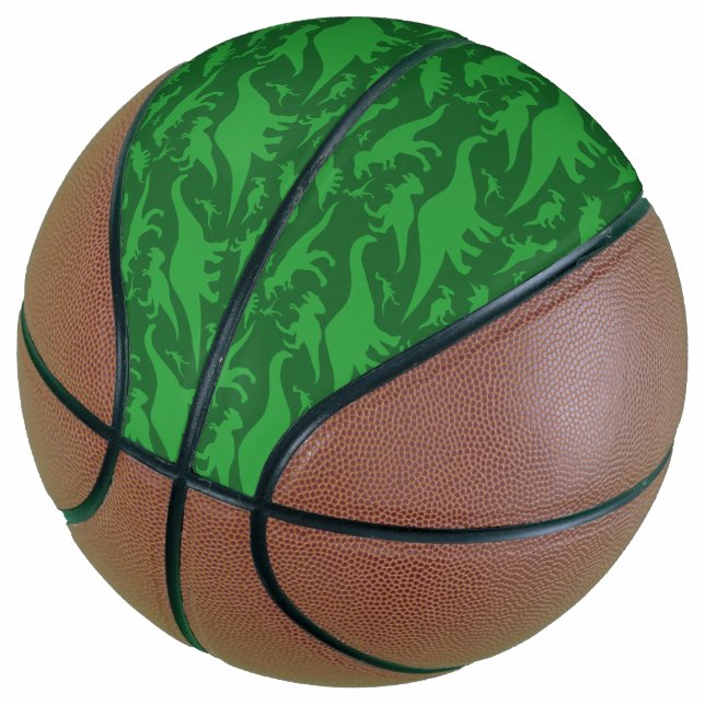 Ballon De Basket Motif Dinosaur Vert (Incliné)
