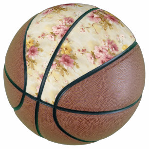 Ballon De Basket Motif floral à l'aquarelle vintage