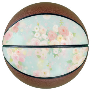 Ballon De Basket Motif Rose Pastel souple sur Aqua Arrière - plan