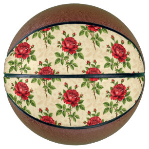 Ballon De Basket Motif vintage rose rouge