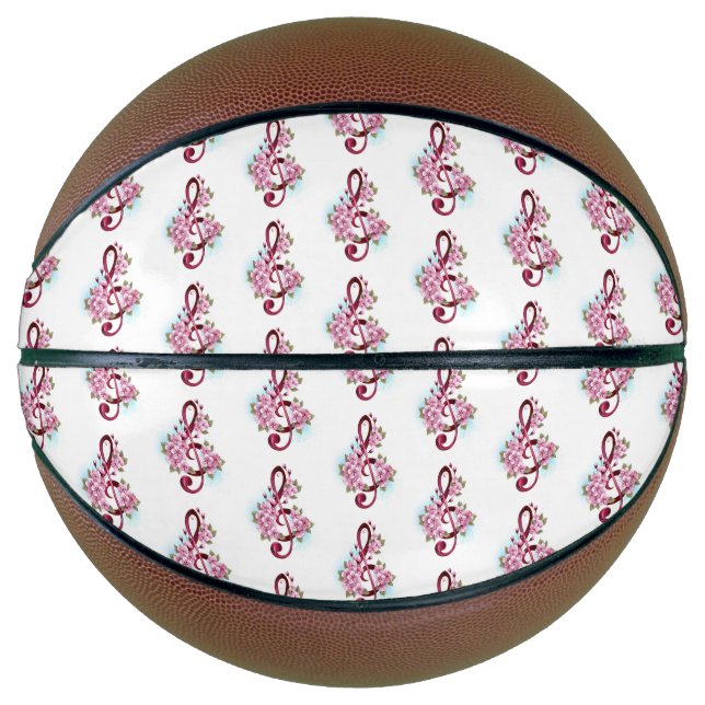 Ballon De Basket Musical treble clef notes with sakura flowers (Devant)