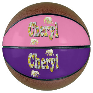 Ballon De Basket Nom Cheryl Avec Éléphants, Basket-Ball