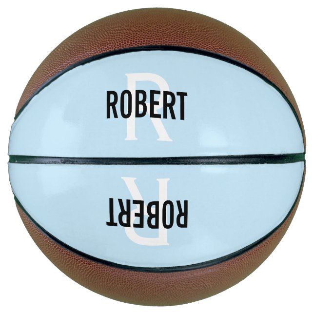 Ballon De Basket Nom de basket-ball bleu clair moderne (Devant)