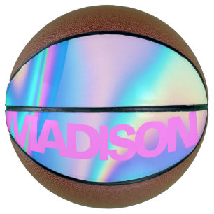 Ballon De Basket Nom de basket-ball personnalisé Fille rose modern