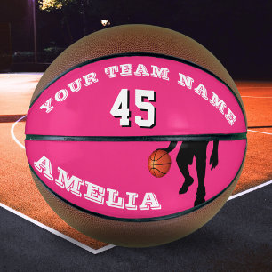 Ballon De Basket Nom de l'équipe de joueuse rose moderne Numéro Fil