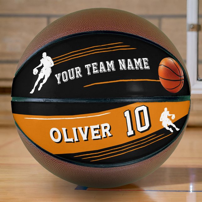 Ballon De Basket Nom de l'équipe du joueur noir Numéro Silhouette R (Créateur téléchargé)