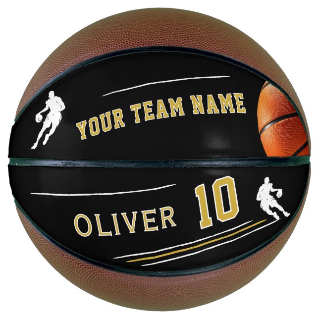 Ballon De Basket Nom d'équipe du joueur personnalisé Silhouette (Devant)