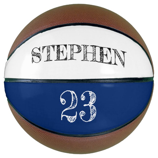 Ballon De Basket Nom personnalisé bleu Numéro du joueur de balle (Devant)