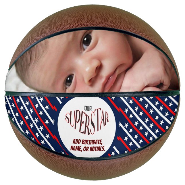 Ballon De Basket Notre Superstar Basketball Rouge, Blanc Et Bleu (Devant)