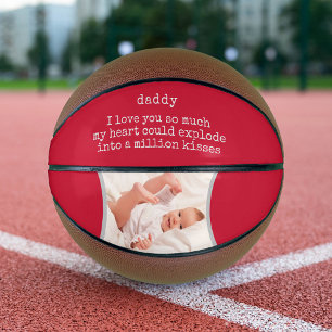 Ballon De Basket Papa I Love You Poem - Photo personnalisée Rouge D