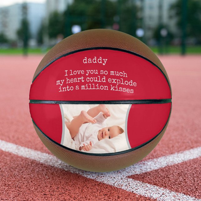 Ballon De Basket Papa I Love You Poem - Photo personnalisée Rouge D (Créateur téléchargé)