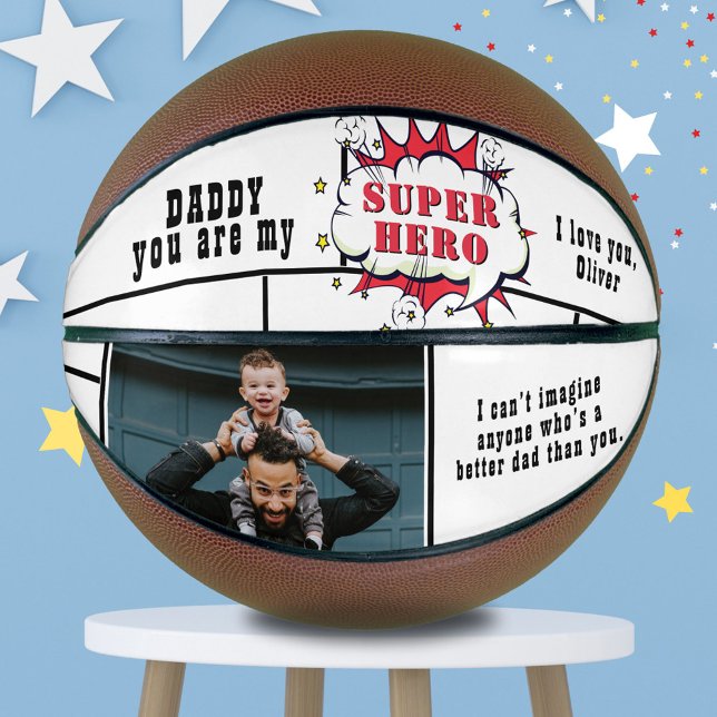 Ballon De Basket Papa Superhero Comic Speech Bubble Photo (Créateur téléchargé)