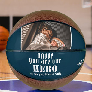 Ballon De Basket Papa, tu es Héros Fête du Père Photo de famille