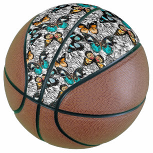 Ballon De Basket Papillons floraux motif croquis coloré