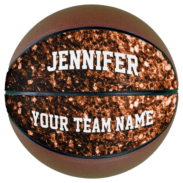 Ballon De Basket Parties scintillant en bronze foncé brille Votre n (Devant)