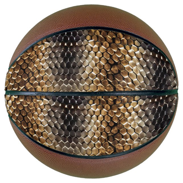 Ballon De Basket Peau de serpent noir Brown or (Devant)
