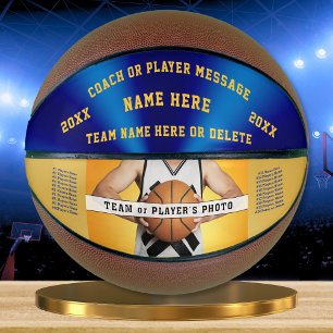 Ballon De Basket Photo Bleu et or Boule de basket-ball personnalis