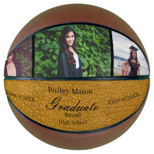 Ballon De Basket Photo Collage Gold Leather Graduation Basketball