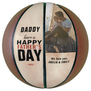 Ballon De Basket Photo de Papa à l'aquarelle Joyeuse Fête des Pères