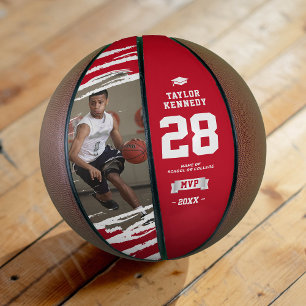 Ballon De Basket Photo personnalisée Fin de saison MVP rouge