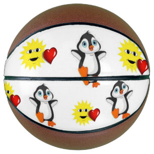 Ballon De Basket Pingouin de basket-ball Sun Red Hearts