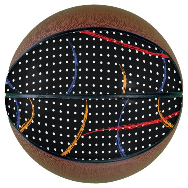Ballon De Basket Plaque et points de peinture rétro (Devant)