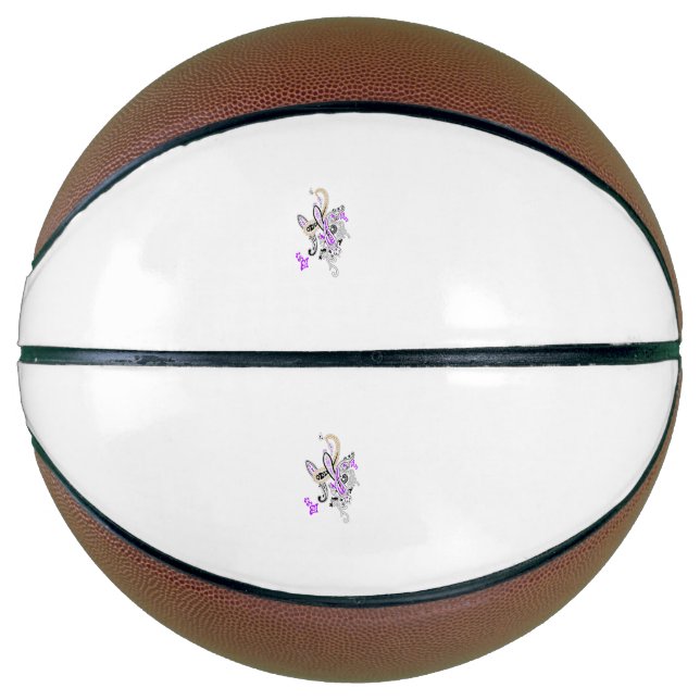 Ballon De Basket Purple-Magenta, Orange rougeâtre, Fille bleue (Devant)