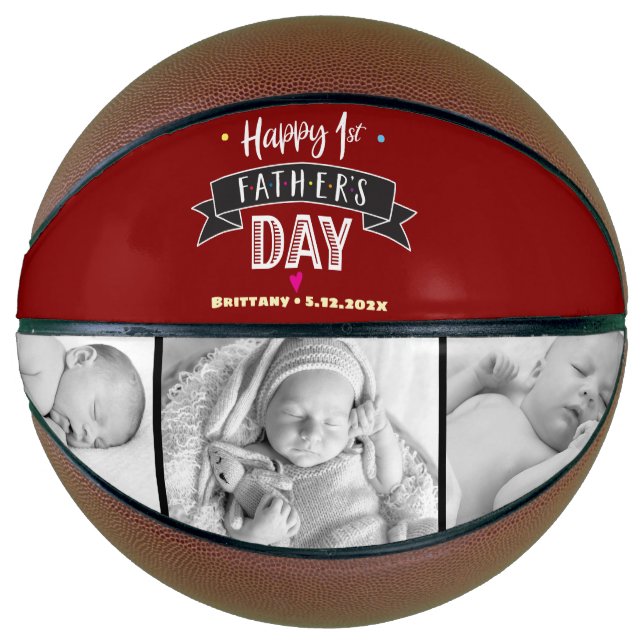 Ballon De Basket Red Happy 1st Père Day 3 Photo Tirage (Devant)