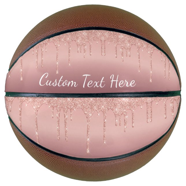 Ballon De Basket Rose de texte personnalisé Parties scintillant d'é (Devant)