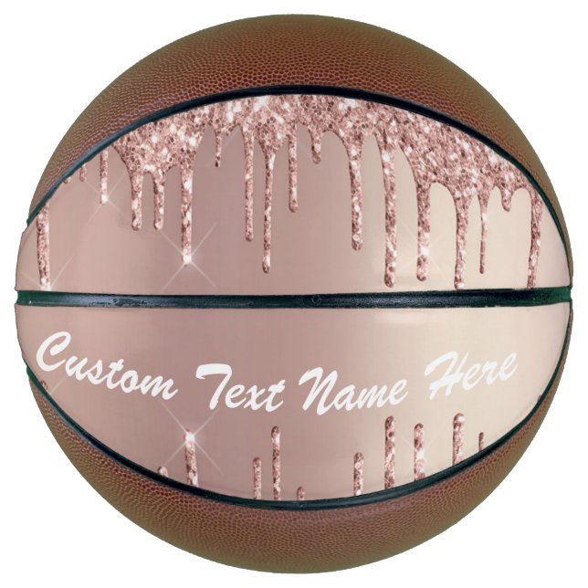 Ballon De Basket Rose Gold Blush Parties scintillant Drivers Nom du (Devant)