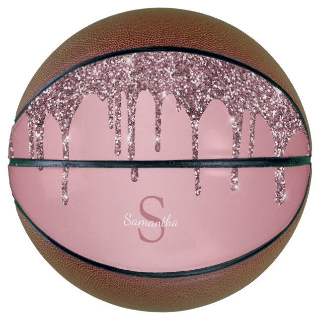 Ballon De Basket Rose Gold Rose Parties scintillant Drives Sparkle  (Devant)