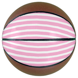 Ballon De Basket Rose lavande blanc simple rayé horizontal